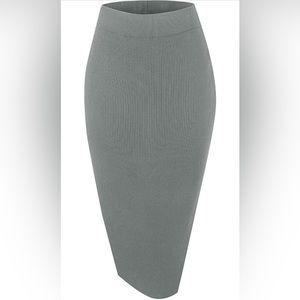 Urban CoCo Women's Elastic Waist Knitted Split Tube Pencil Midi Skirt (138)